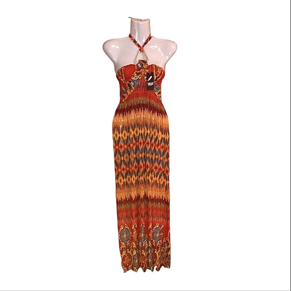 Multicolor Halter Maxi Dress